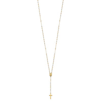 14k Tri-color Bead Rosary 17in w/3 in ext Necklace-SF2960-17