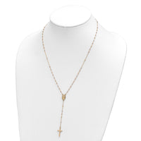 14k Tri-color Bead Rosary 17in w/3 in ext Necklace-SF2960-17
