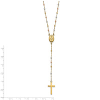 14k Tri-color Bead Rosary 17in w/3 in ext Necklace-SF2960-17