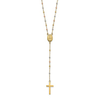 14k Tri-color Bead Rosary 17in w/3 in ext Necklace-SF2960-17