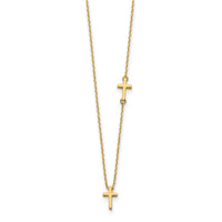 14k Sideways Cross and Cross Pendant Necklace-SF2961-18