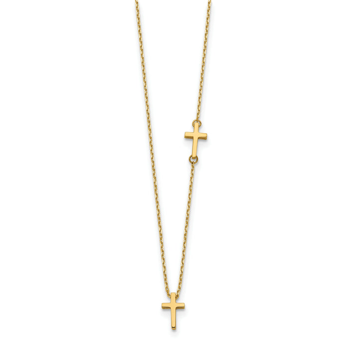 14k Sideways Cross and Cross Pendant Necklace-SF2961-18