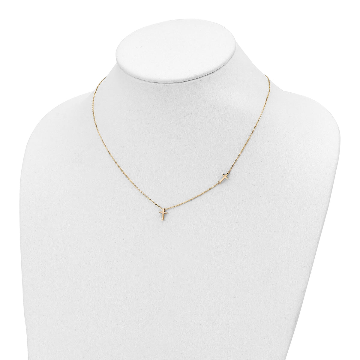 14k Sideways Cross and Cross Pendant Necklace-SF2961-18