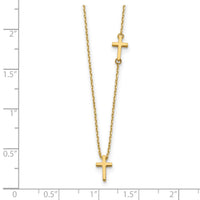 14k Sideways Cross and Cross Pendant Necklace-SF2961-18