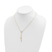 14K Polished Heart with Dangle Cross and Religious Medal Necklace-SF2963-17