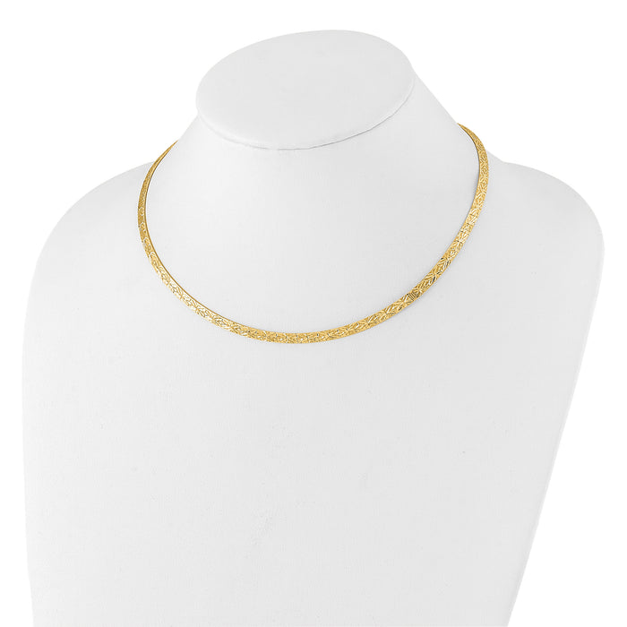 14k Flat D/C 4.00mm Fancy Reversible Omega Necklace-SF2965-17.25