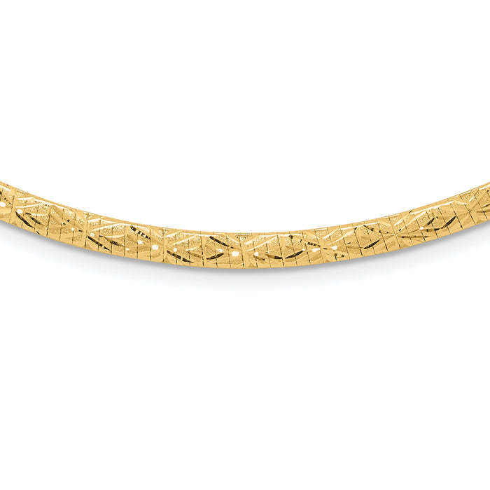 14k Flat D/C 4.00mm Fancy Reversible Omega Necklace-SF2965-17.25