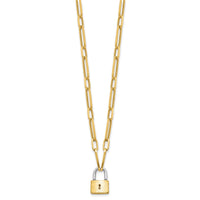 14K Two-tone Fancy Link with Lock Necklace-SF2972-18.25