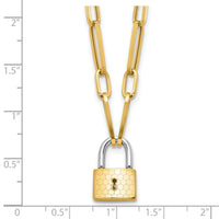 14K Two-tone Fancy Link with Lock Necklace-SF2972-18.25