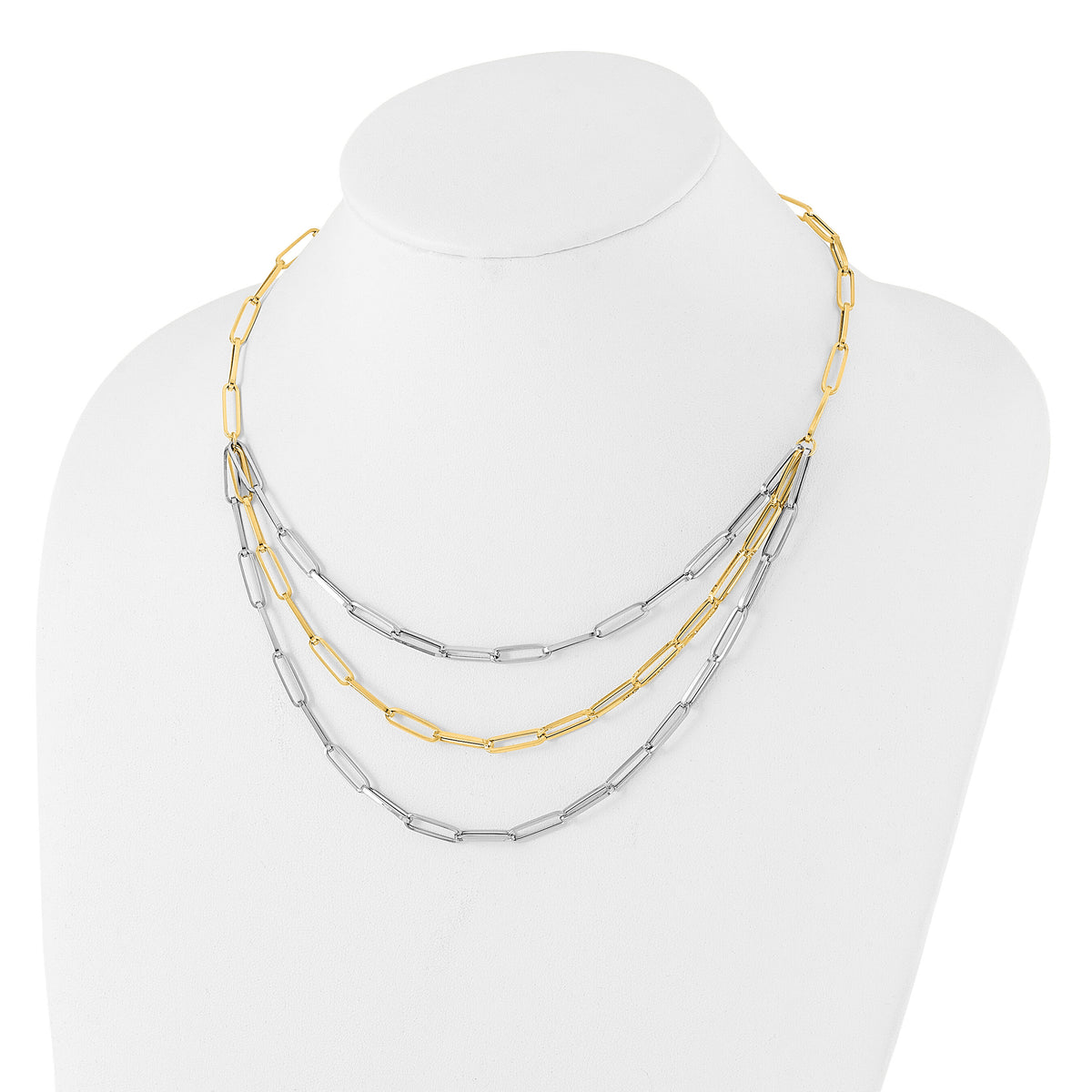 14K Two-tone Polished Fancy Link Necklace-SF2973-18.25