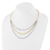14K Two-tone Polished Fancy Link Necklace-SF2973-18.25