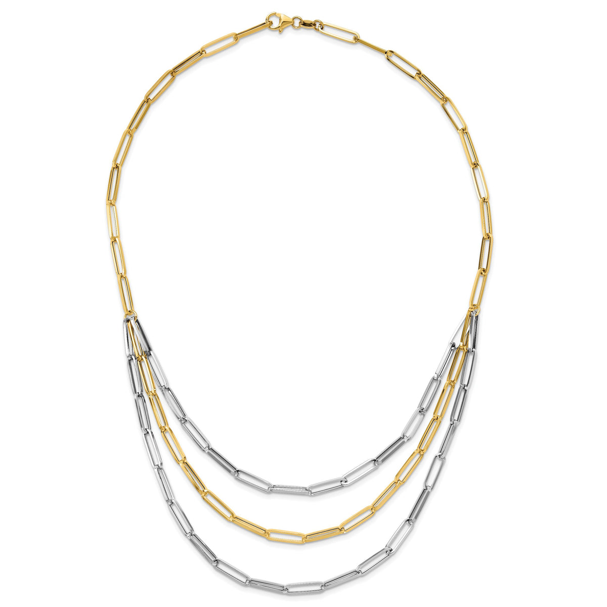 14K Two-tone Polished Fancy Link Necklace-SF2973-18.25