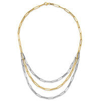 14K Two-tone Polished Fancy Link Necklace-SF2973-18.25