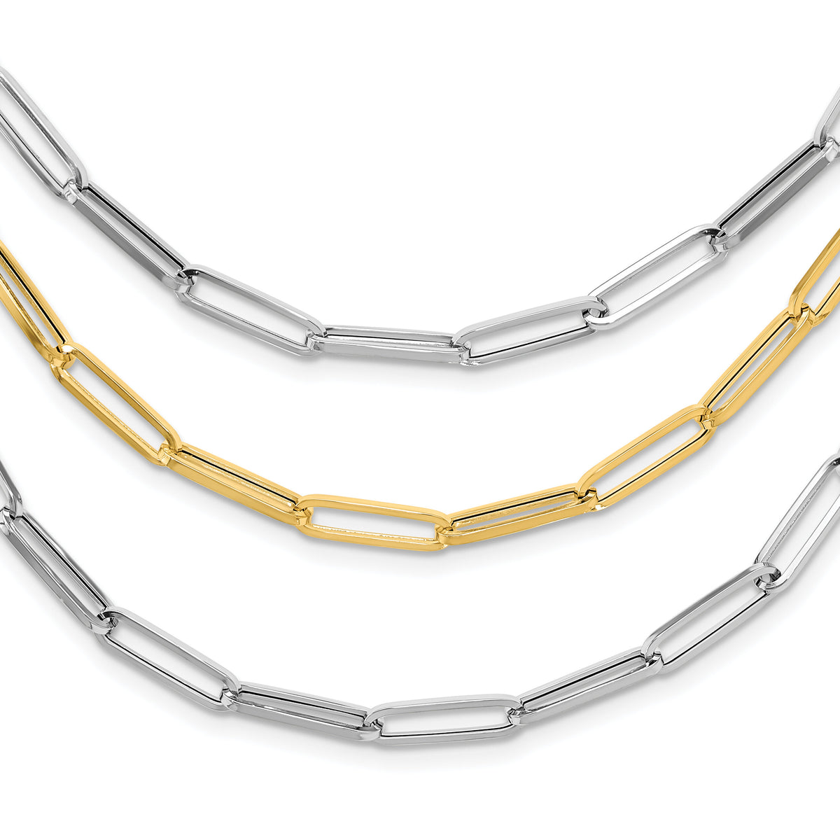 14K Two-tone Polished Fancy Link Necklace-SF2973-18.25