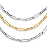 14K Two-tone Polished Fancy Link Necklace-SF2973-18.25