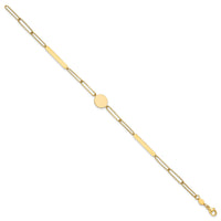 14K Polished Paperclip Link with Circle and Bar 8.25in Bracelet-SF2974-8.25