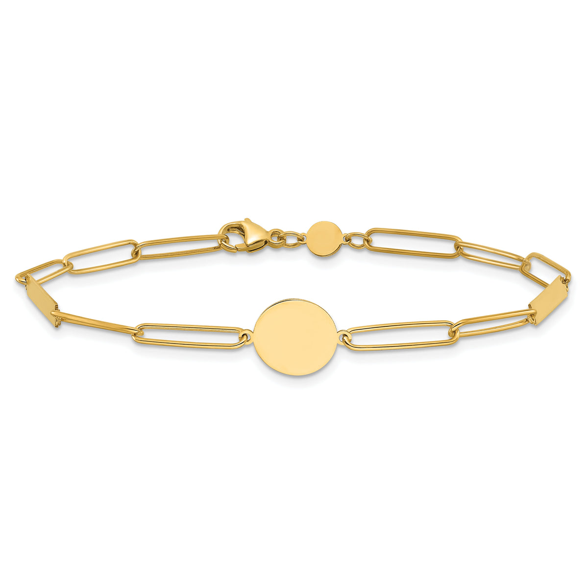 14K Polished Paperclip Link with Circle and Bar 8.25in Bracelet-SF2974-8.25