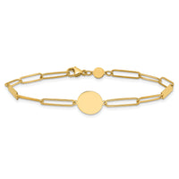 14K Polished Paperclip Link with Circle and Bar 8.25in Bracelet-SF2974-8.25