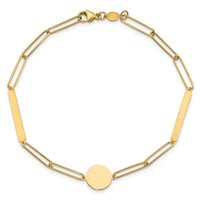 14K Polished Paperclip Link with Circle and Bar 8.25in Bracelet-SF2974-8.25