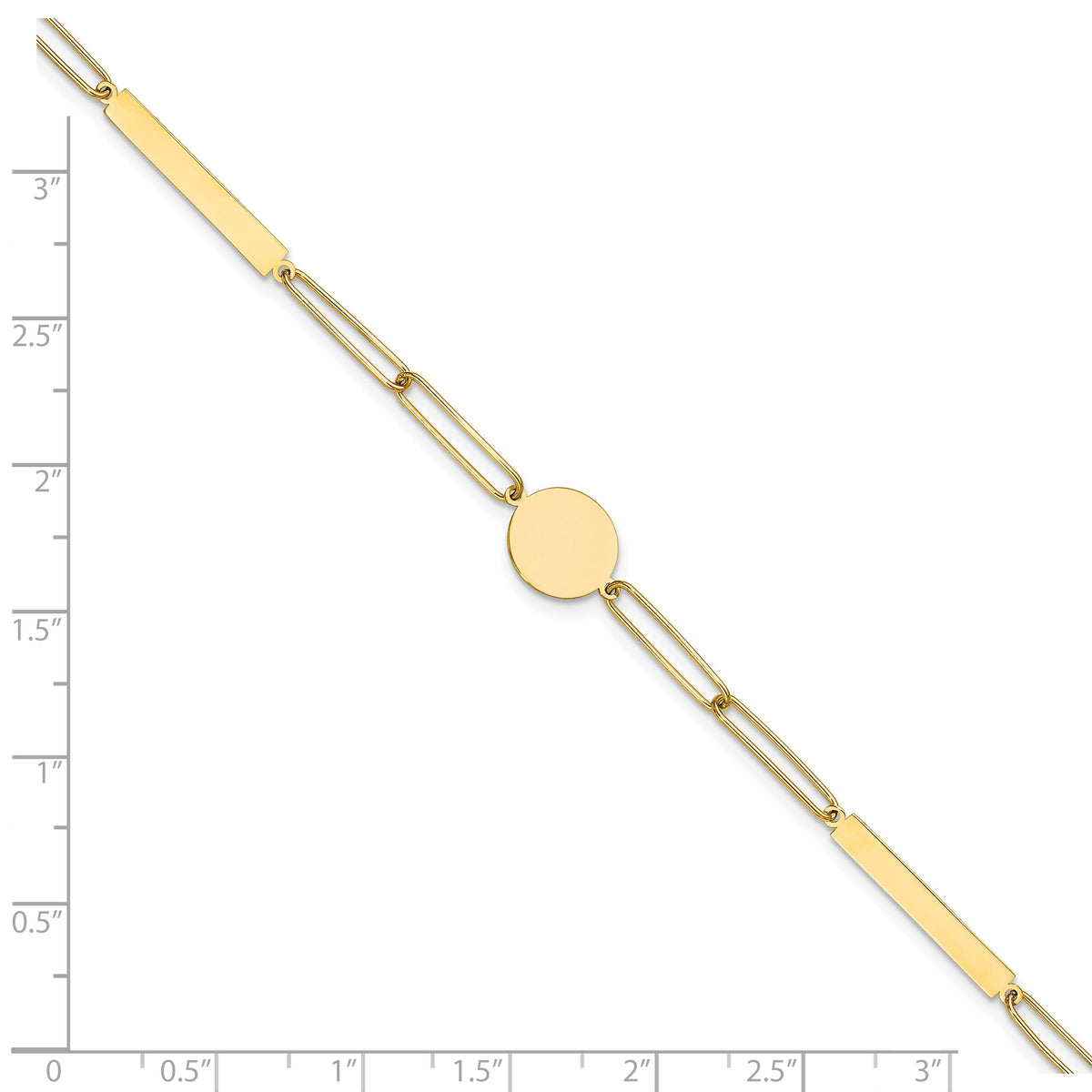 14K Polished Paperclip Link with Circle and Bar 8.25in Bracelet-SF2974-8.25