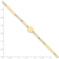 14K Polished Paperclip Link with Circle and Bar 8.25in Bracelet-SF2974-8.25