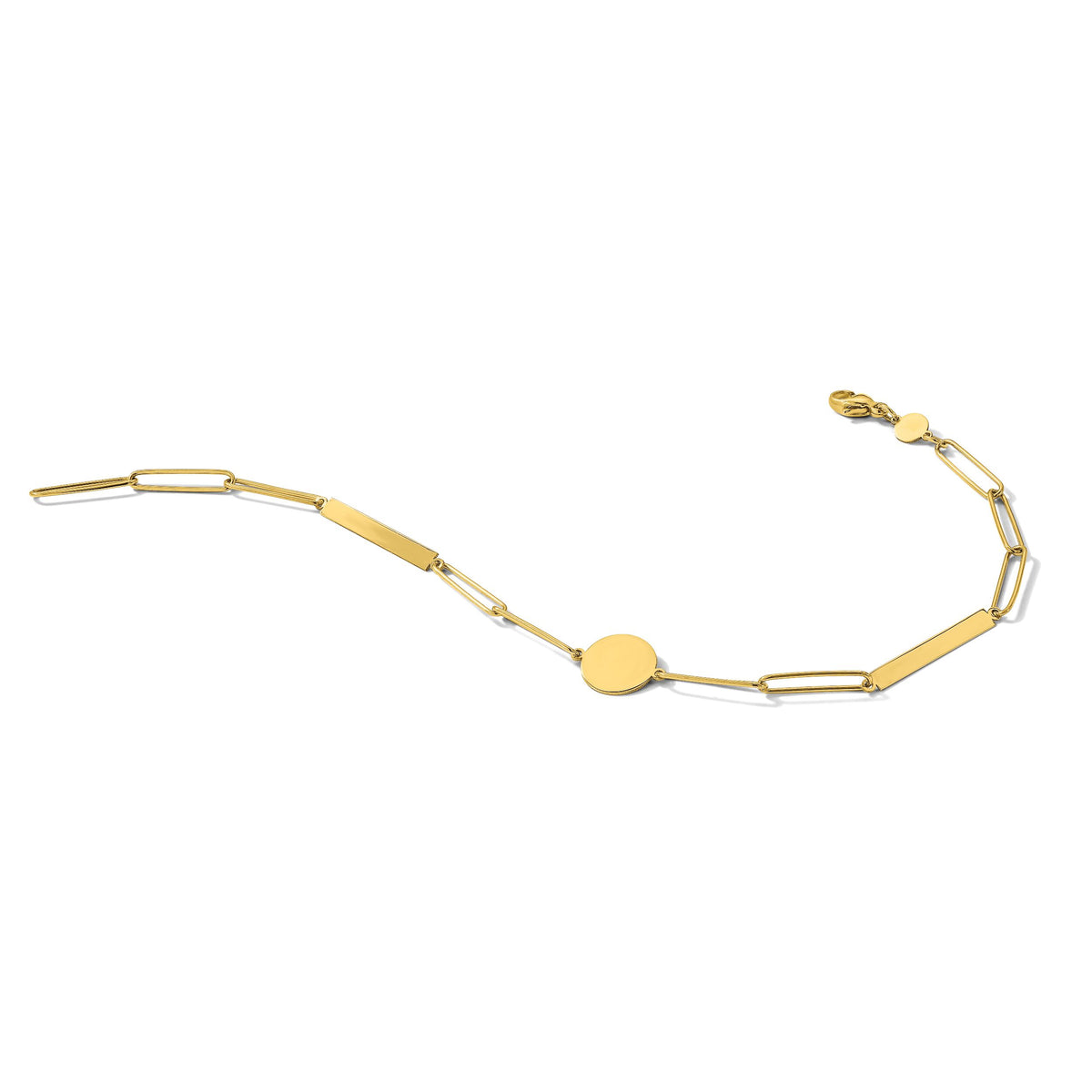 14K Polished Paperclip Link with Circle and Bar 8.25in Bracelet-SF2974-8.25