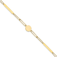 14K Polished Paperclip Link with Circle and Bar 8.25in Bracelet-SF2974-8.25