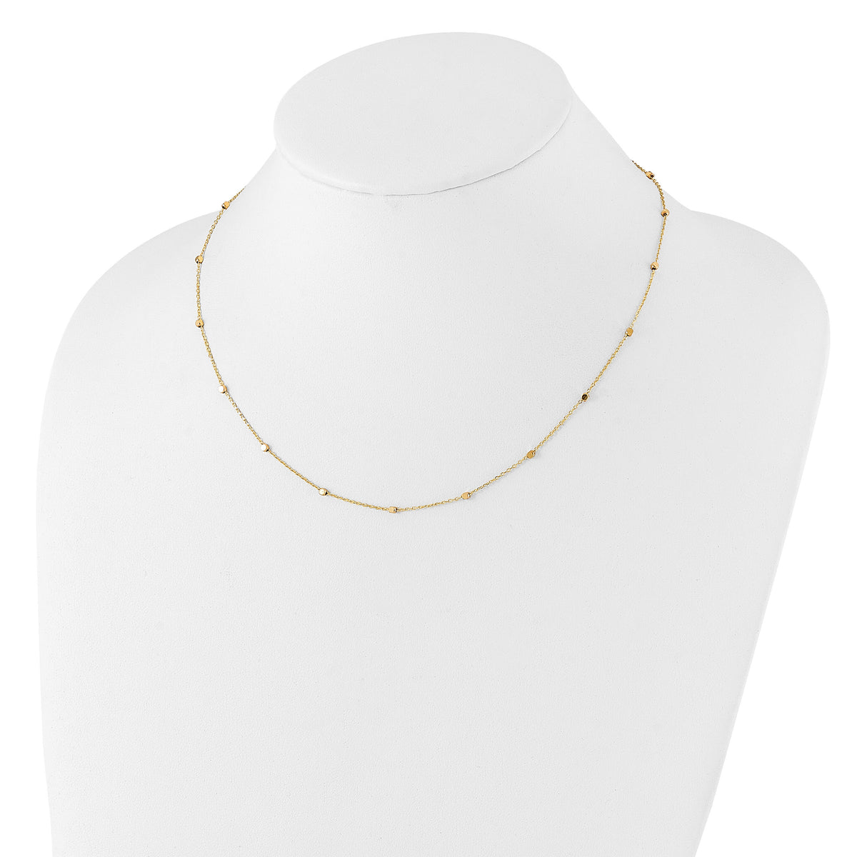 14K Polished Cube Stations w/ 2in ext. Necklace-SF2975-16