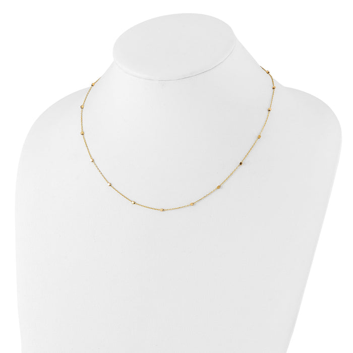 14K Polished Cube Stations w/ 2in ext. Necklace-SF2975-16