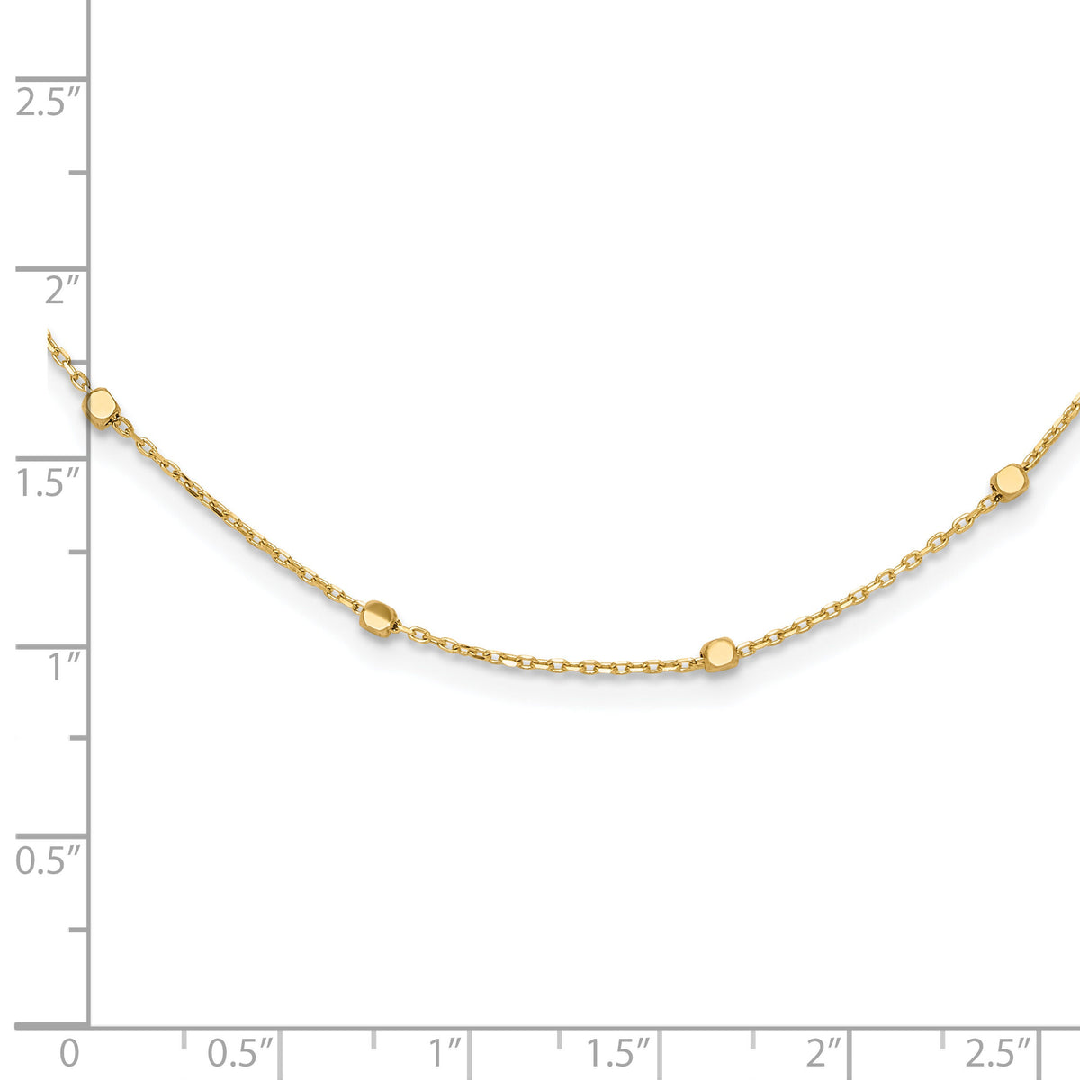 14K Polished Cube Stations w/ 2in ext. Necklace-SF2975-16