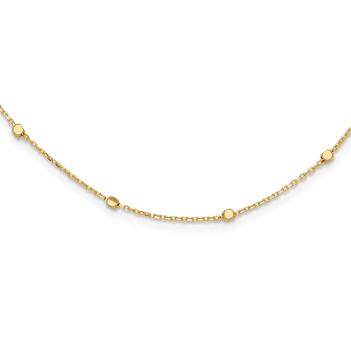 14K Polished Cube Stations w/ 2in ext. Necklace-SF2975-16