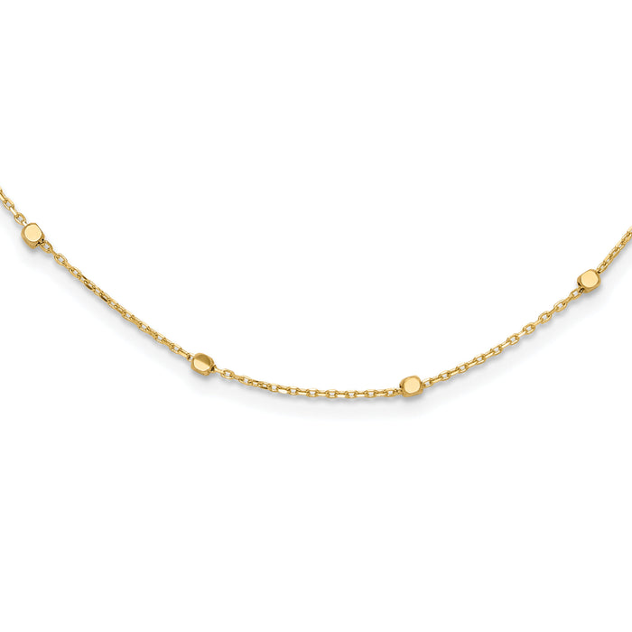 14K Polished Cube Stations w/ 2in ext. Necklace-SF2975-16