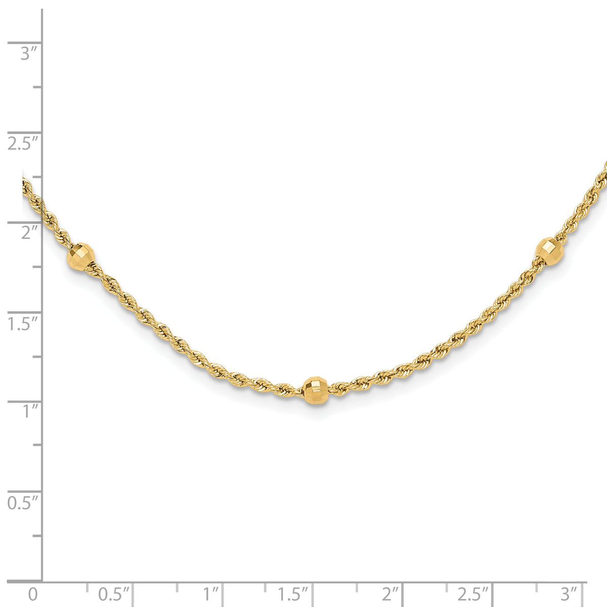 14k D/C Beaded Rope Chain Necklace-SF2976-18