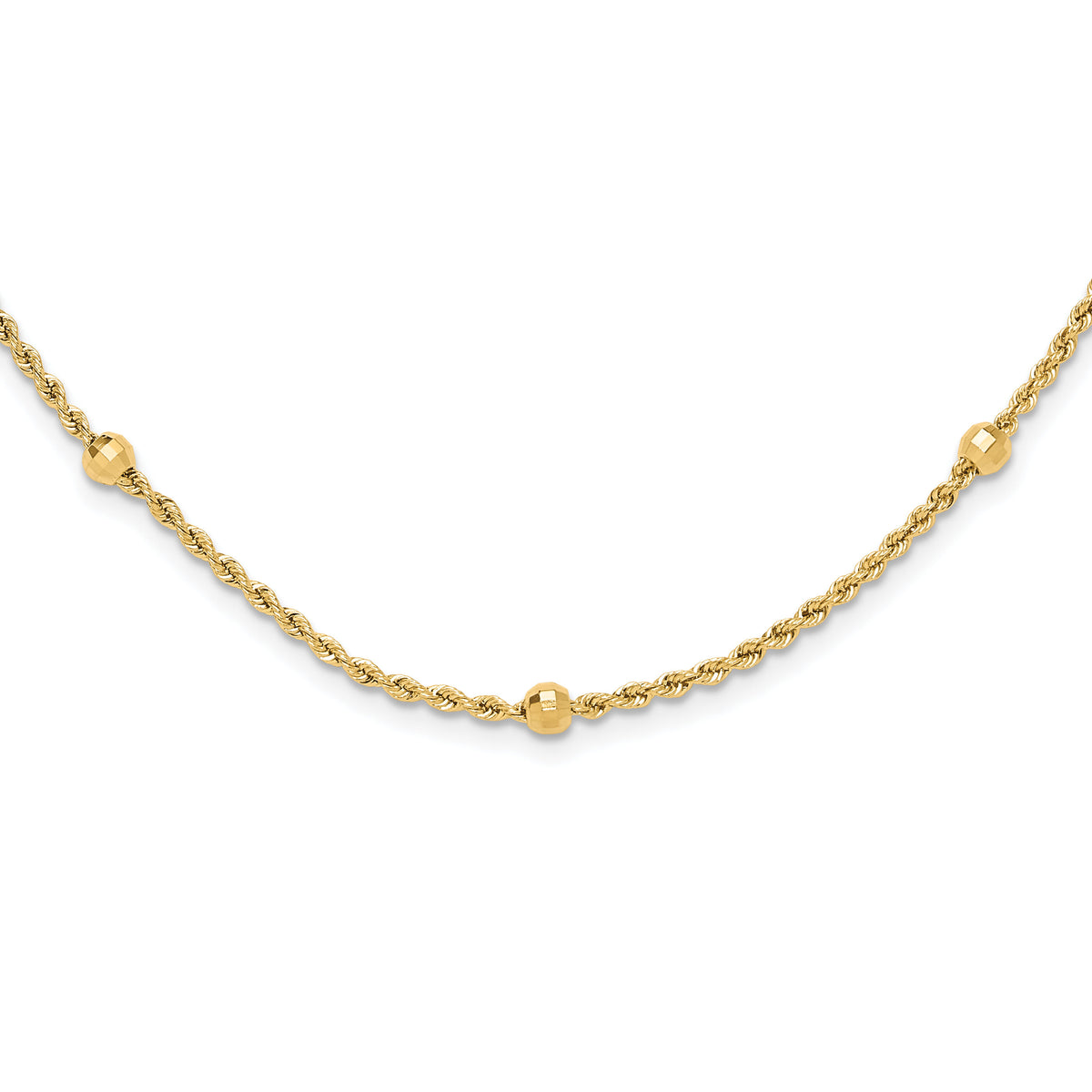 14k D/C Beaded Rope Chain Necklace-SF2976-18