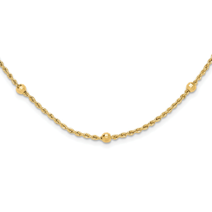 14k D/C Beaded Rope Chain Necklace-SF2976-18