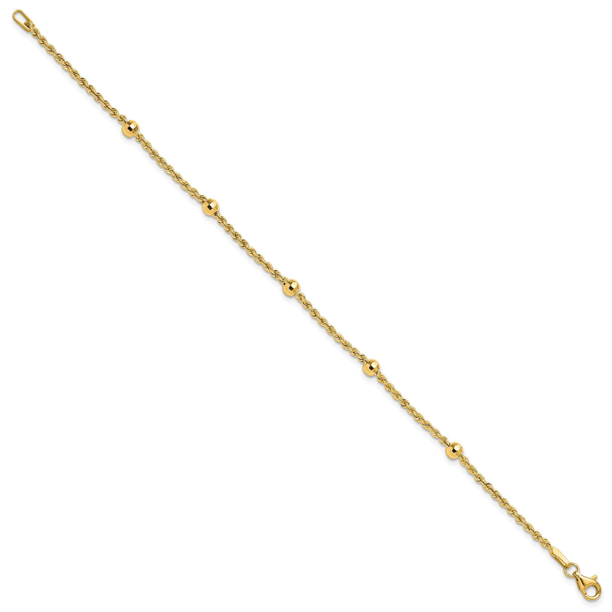 14k D/C Beaded Rope Chain Bracelet-SF2976-7.5