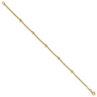 14k D/C Beaded Rope Chain Bracelet-SF2976-7.5