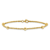 14k D/C Beaded Rope Chain Bracelet-SF2976-7.5