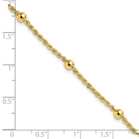 14k D/C Beaded Rope Chain Bracelet-SF2976-7.5