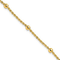14k D/C Beaded Rope Chain Bracelet-SF2976-7.5
