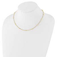 14K Polished and Diamond-cut Beaded Necklace-SF2977-17