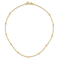 14K Polished and Diamond-cut Beaded Necklace-SF2977-17