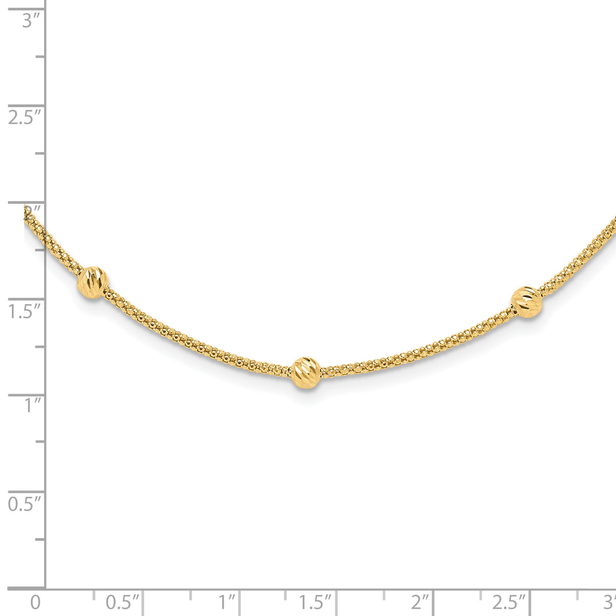 14K Polished and Diamond-cut Beaded Necklace-SF2977-17