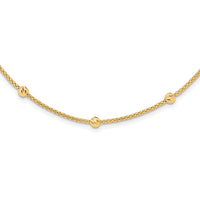 14K Polished and Diamond-cut Beaded Necklace-SF2977-17