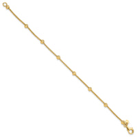 14K Polished and Diamond-cut Beaded Bracelet-SF2977-7.5