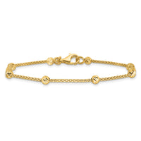 14K Polished and Diamond-cut Beaded Bracelet-SF2977-7.5