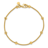 14K Polished and Diamond-cut Beaded Bracelet-SF2977-7.5