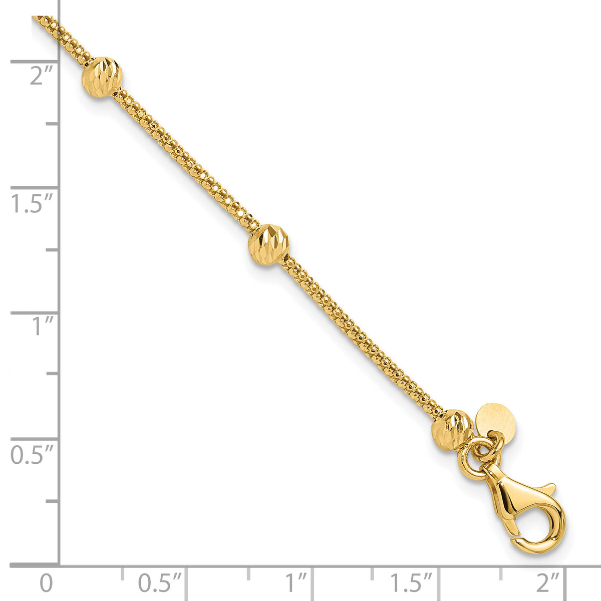 14K Polished and Diamond-cut Beaded Bracelet-SF2977-7.5