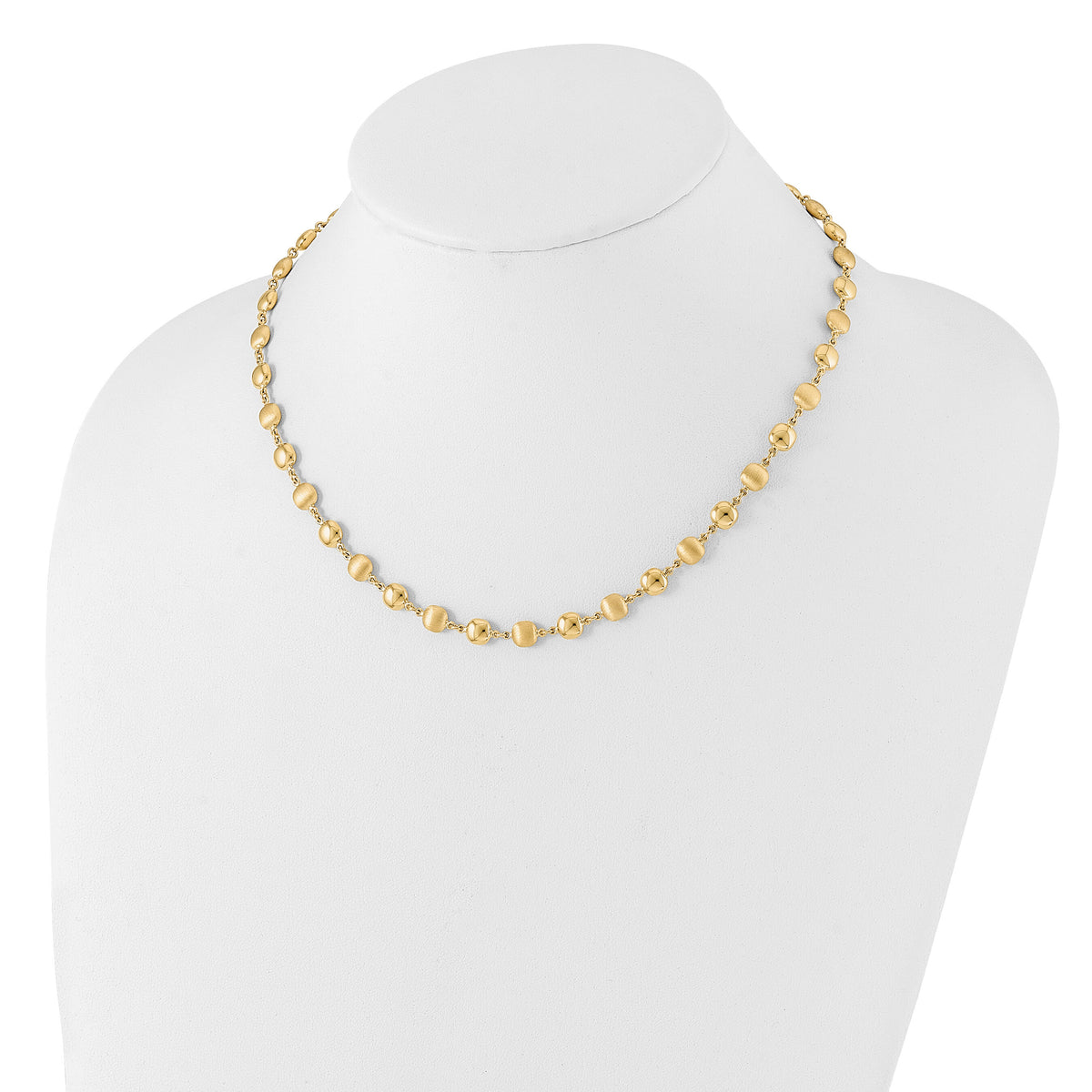 14K Polished and Satin Puffed Circles Necklace-SF2978-17.75