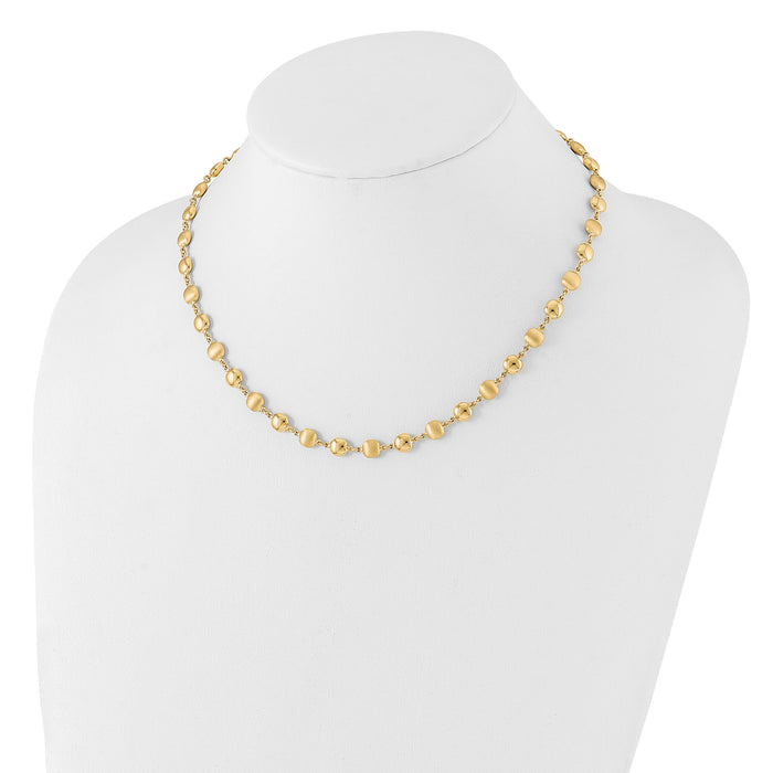 14K Polished and Satin Puffed Circles Necklace-SF2978-17.75